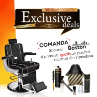 PACHET PROMO - Scaun frizerie - Boston - Negru + PRODUSE CADOU