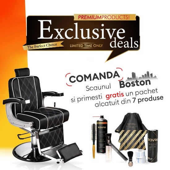 PACHET PROMO - Scaun frizerie - Boston - Negru + PRODUSE CADOU