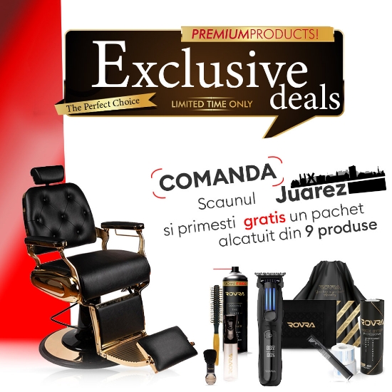 PACHET PROMO - Scaun frizerie - Juarez - Negru + PRODUSE CADOU
