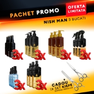 Pachet promo - NISH MAN - Ulei de barba 100 ml+ Parfum de barba Genius 75 ml + After shave crema no.4,400 ml + After shave colonie no.7 + Balsam grooming - Argan - 400 ml + Sampon de barba - 3buc + Cadou 1x Set Kiepe School Regular