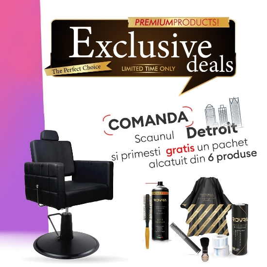 PACHET PROMO - Scaun coafor - DETROIT - Negru + PRODUSE CADOU