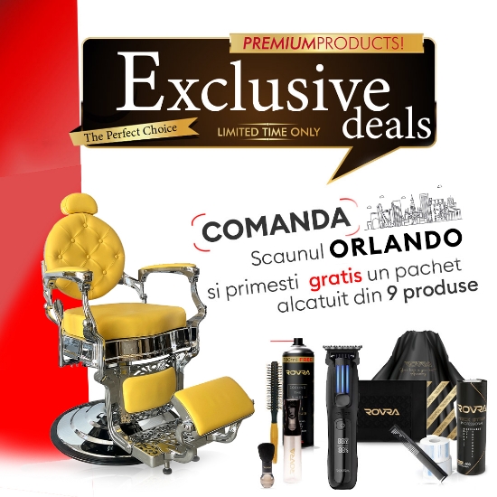 PACHET PROMO - Scaun frizerie - Orlando - Galben + PRODUSE CADOU