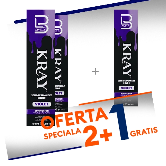 Pachet promo 2+1 Gratis - Vopsea semi - permanenta - L3VEL3 -  Violet - 100 ml   