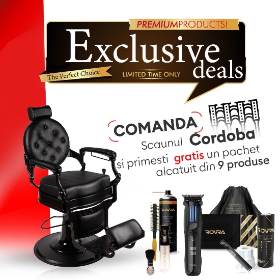 PACHET PROMO - Scaun frizerie - Cordoba - Negru + 9 PRODUSE CADOU